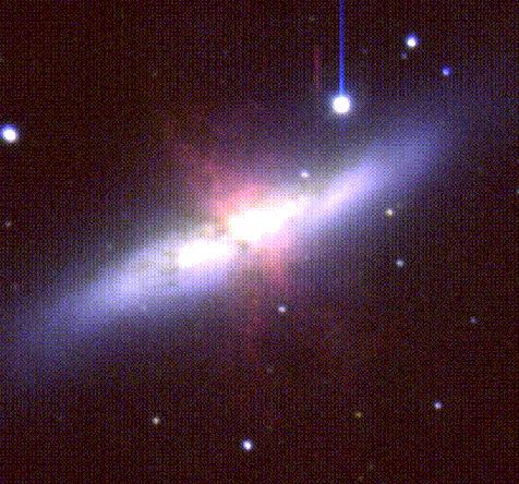 [M82 narrow-band color composite]