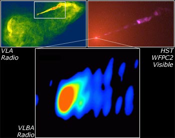 [M87 jet, NRAO and HST]